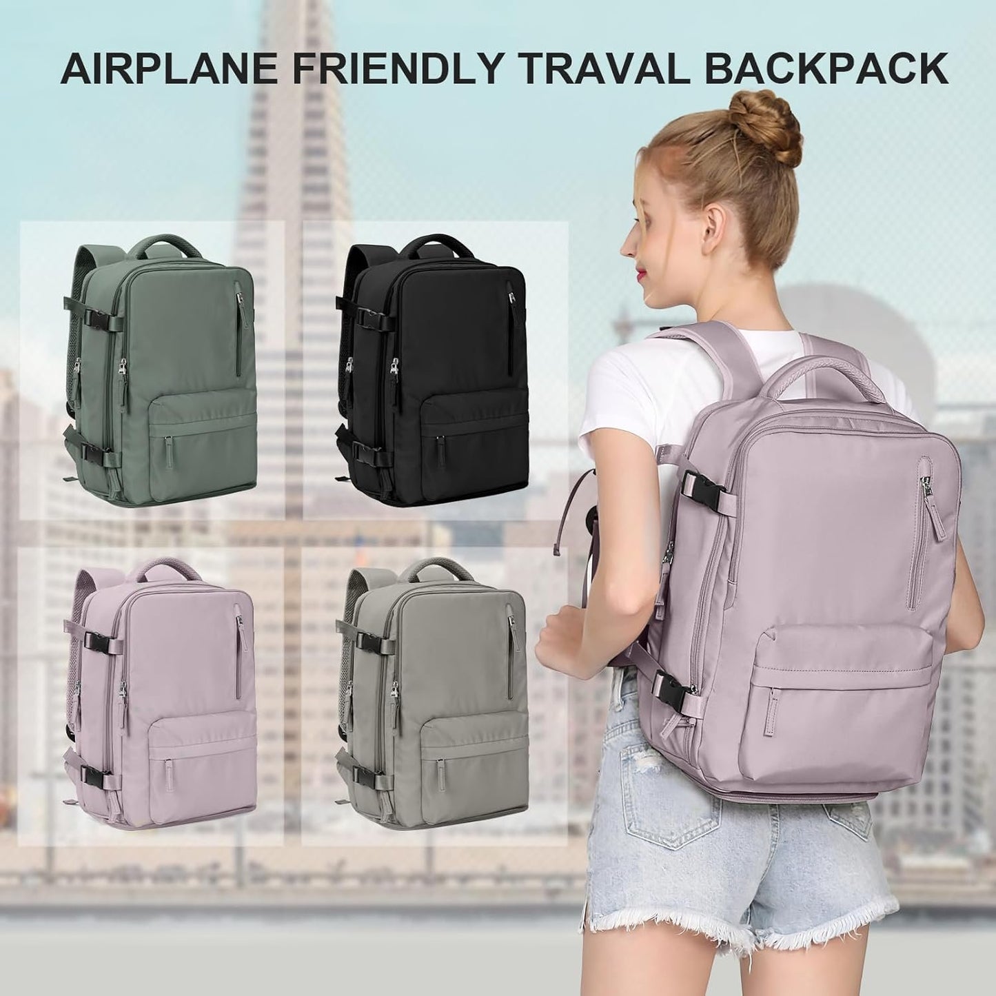 Cabin Bags for Travel, Underseat Carry-ons Bag for Women, Hand Luggage Bag Men Travel Backpack Cabin Size Fit 14 inch Laptop backpack Lightweight Version Lotus Root Pink