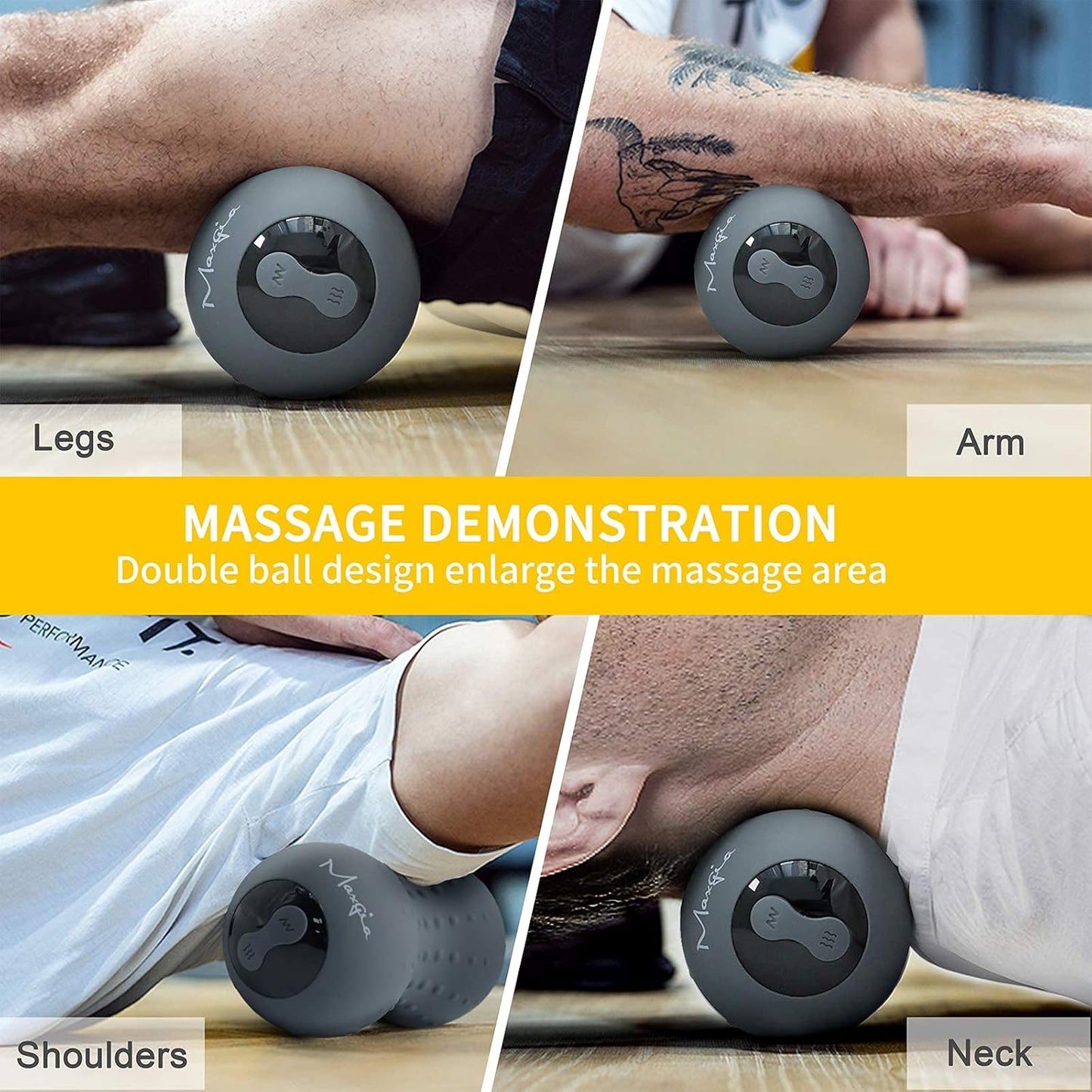 Heating Vibrating Massage Ball - Yoga Foam Roller Ball - Electric Lacrosse Ball with 5 Speed Vibration for Myofascial Release Muscle Recovery Deep Tissue Trigger Point Therapy Fitness Pressure Relief