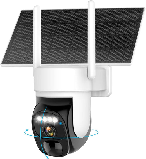 Hawkray Solar Security Cameras Wireless Outdoor ，2K 360° View Pan Tilt Low Power Consumption WiFi Security Cameras with AI Motion Detection, Two-Way Audio,Color Night Vision