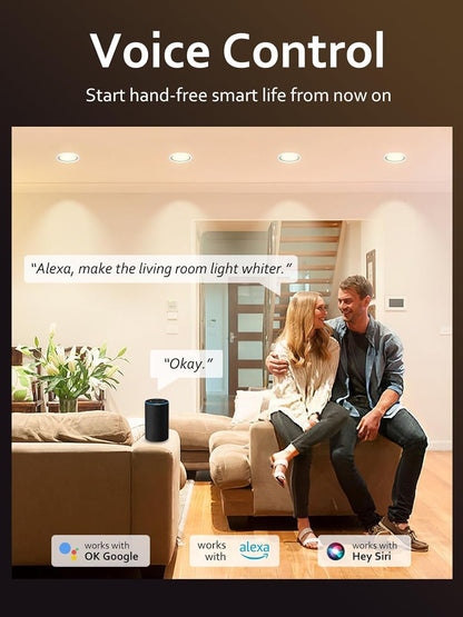 Smart Recessed Lighting 4 inch, RGBCW Color Changing LED Downlight, 9W 750LM Wi-Fi Bluetooth Soffit Light with Junction Box, Work with Alexa/Google Assistant, IC Rated & ETL Certified,1 Pack