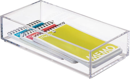 iDesign Clarity Plastic Drawer Organizer, Storage Container for Cosmetics, Makeup, and Accessories on Vanity, Countertop, Bathroom, or Cabinet, 8" x 4" x 2", Clear