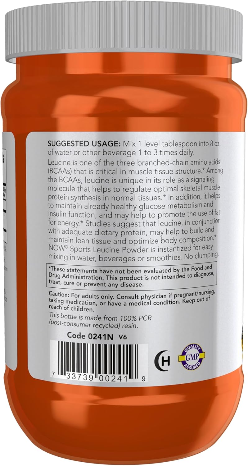 NOW Sports Nutrition, L-Leucine Powder, Amino Acids, 9-Ounce