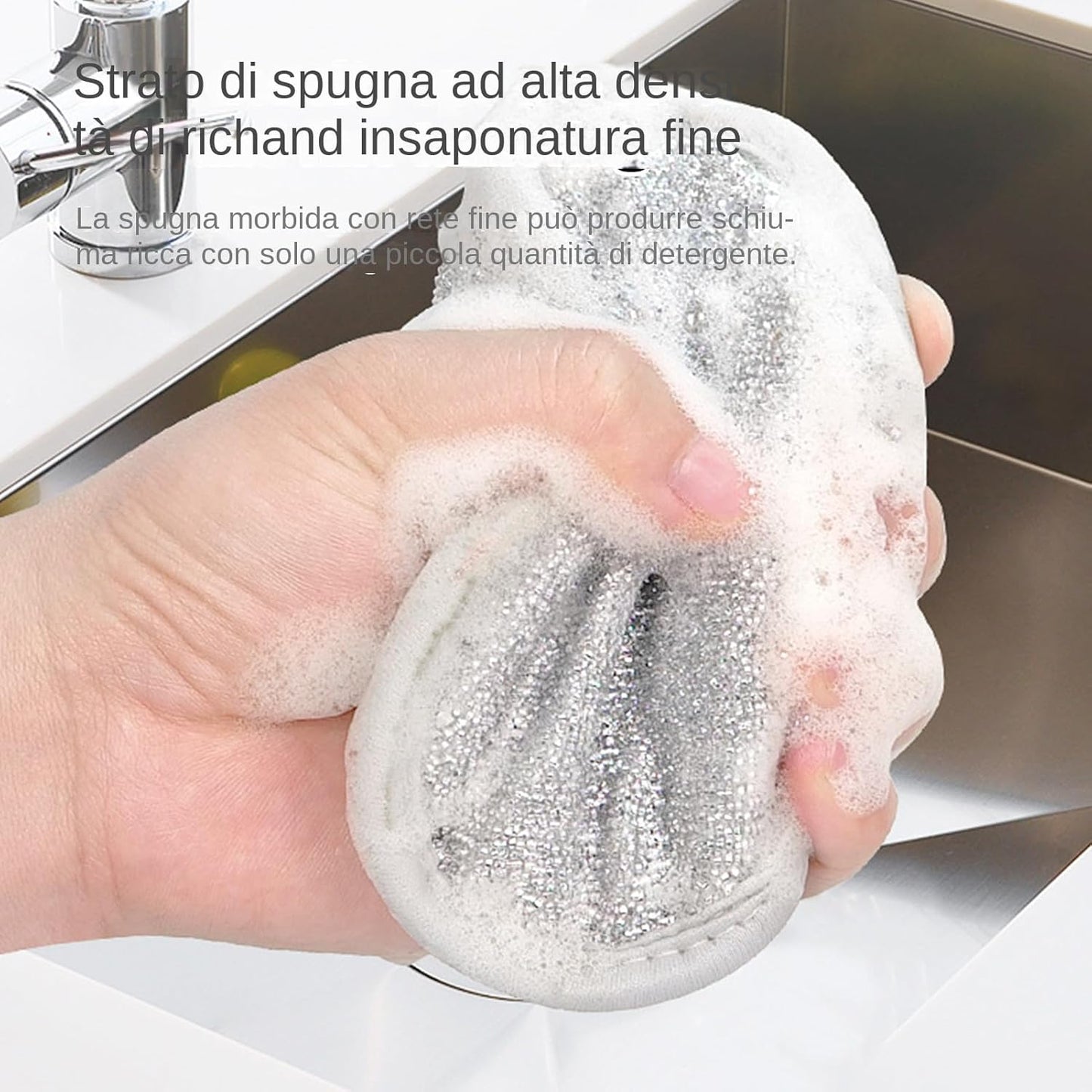 Dish Sponges Kitchen, Steel Wire Reusable Scrub Sponge, 6pcs Multipurpose Cleaning Cloths, Compact Non Scratch Scouring Pads for Tableware, Utensils, Cookware and Sink Cleaning