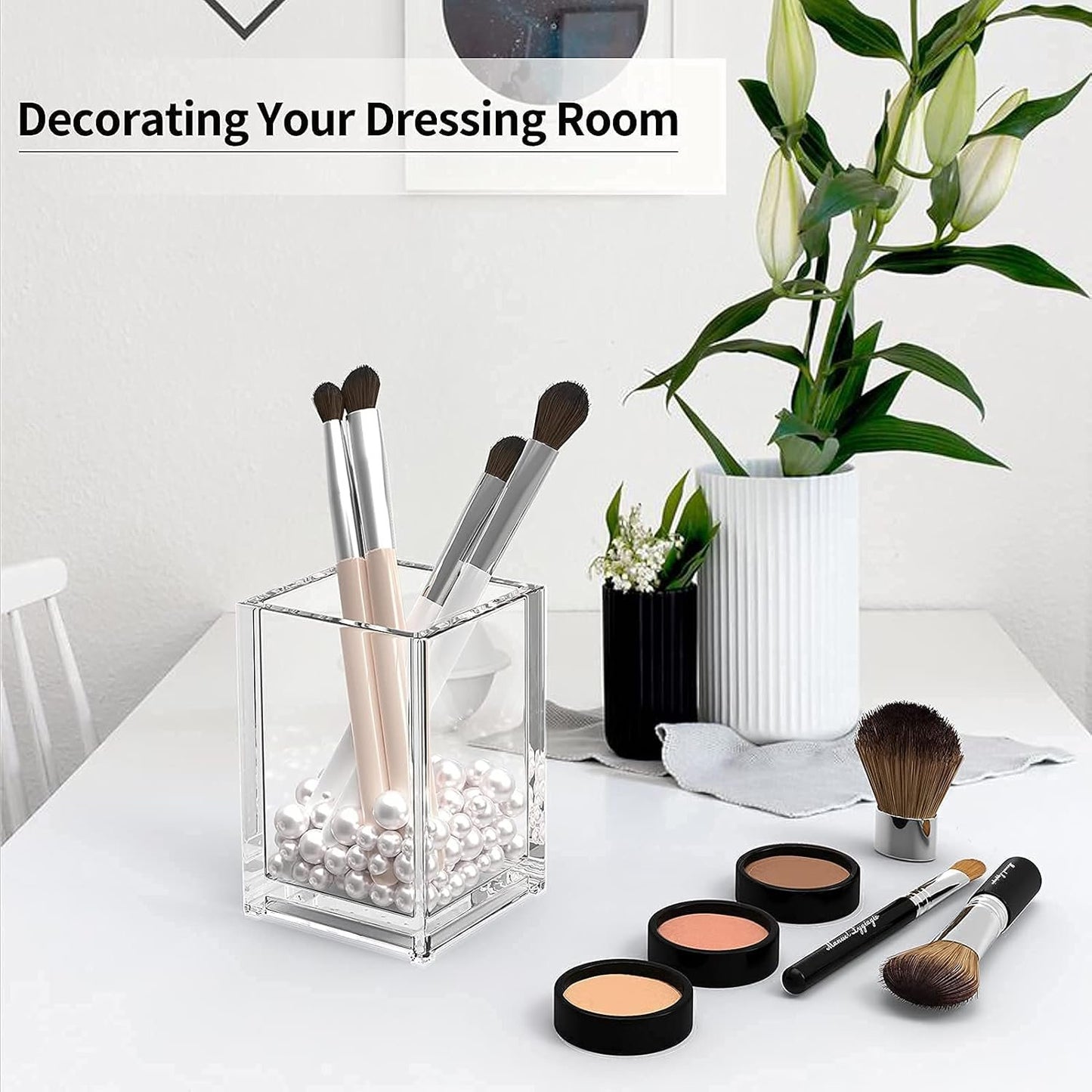 MaxGear Pen Holder 2 Pack Clear Acrylic Pencil Holder for Desk, Pen Cups for Desk Supplies Holders, Acrylic Cup Holder for Toothbrush, Straw, Makeup Brush Holder, School Home Office Desk Accessories
