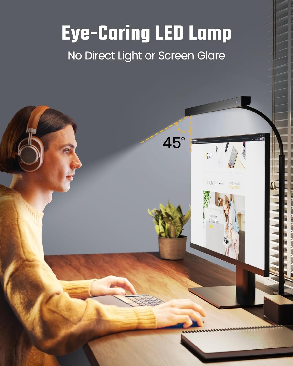 LED Desk Lamp for Office Home, SUPERDANNY Eye-Caring Desk Light with Adjustable Gooseneck, 12W Touch Control Dimmable Brightness, Architect Clamp Lamp with USB Adapter for Reading Study Workbench