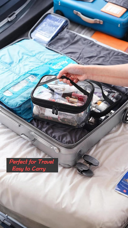 Honwor Travel Essential: 2-Pack Clear Waterproof Toiletry Bags with Handle & Zipper - Stay Organized & Stylish On-The-Go