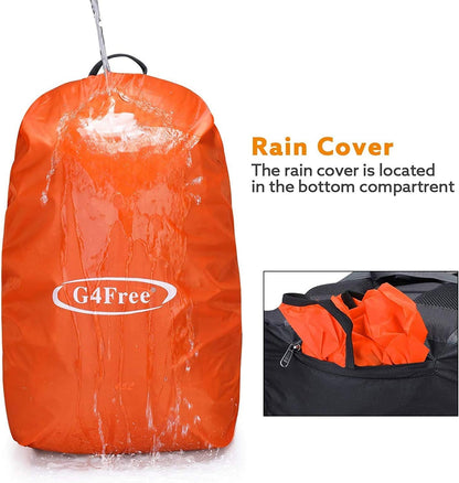G4Free 45L Hiking Travel Backpack Waterproof with Rain Cover, Outdoor Camping Daypack for Men Women