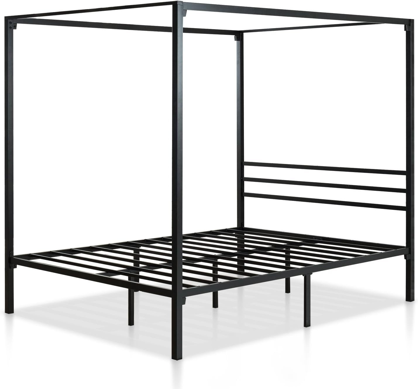 ZINUS Patricia Black Metal Canopy Platform Bed Frame / Mattress Foundation with Steel Slat Support / No Box Spring Needed / Easy Assembly, Queen