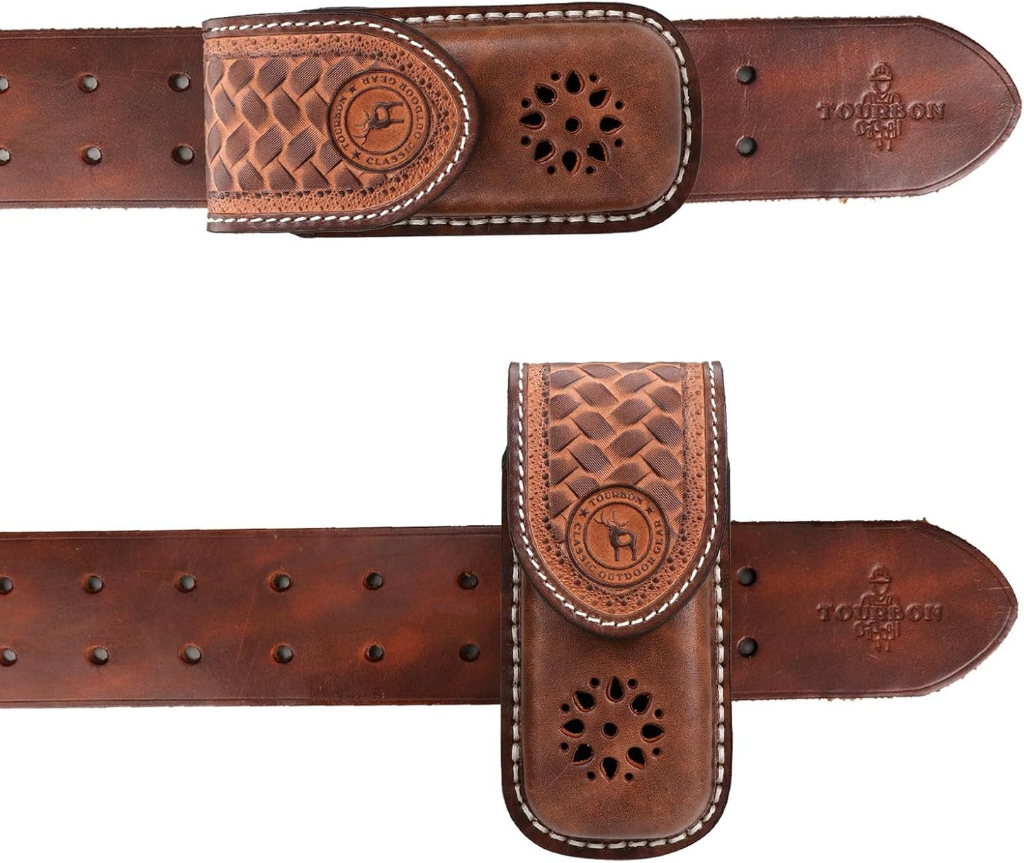 Tourbon Multitool Sheath with Belt Loop One-Piece Molded Leather Knife Pouch Holster EDC Belts Organizer Magnetic Closure