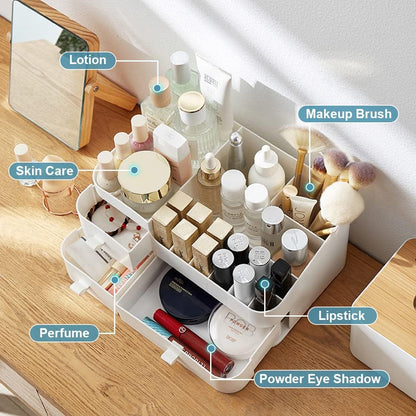 REFORUNG Makeup Organizer with Drawers Makeup Organizer Storage Container Makeup Organizer 28 x 18 cm Plastic Cosmetic Organizer for Cosmetics, Jewellery and Accessories