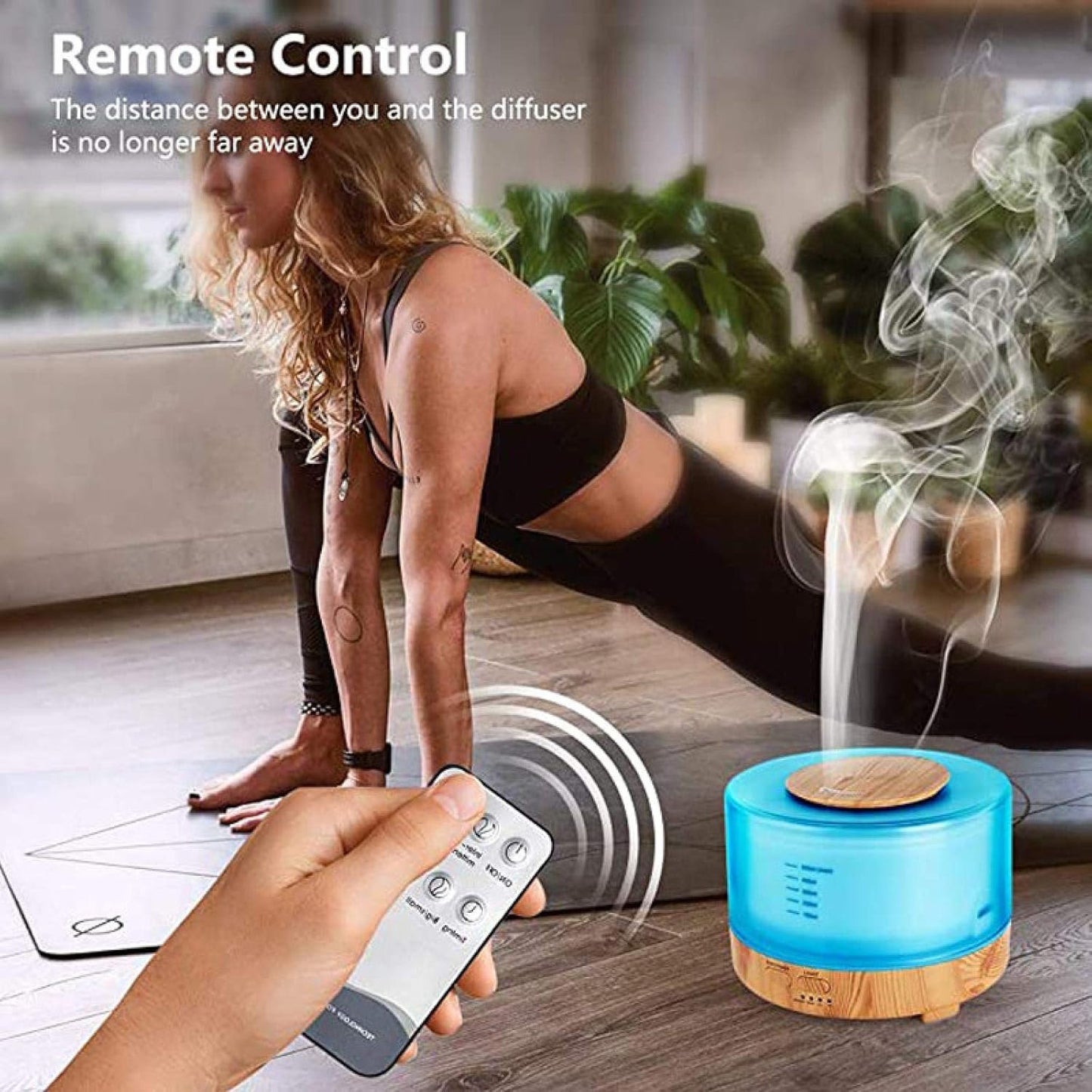 500Ml Aromatherapy Essential Oil Diffuser Remote Control Ultrasonic Air Humidifier with 7 Color Led Light H1