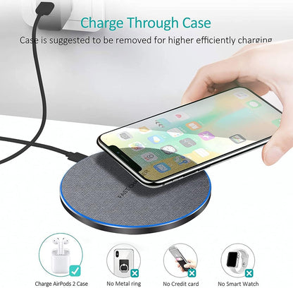 Wireless Charger Fast Wireless Charging Pad 20W Max Compatible with iPhone 11 12 13 14 15 16 Pro Max/Pro/XR/XS/8 Plus,Galaxy S24/S23/S22/S21/S20/Note 20/10, AirPods Pro etc. (No AC Adapter)