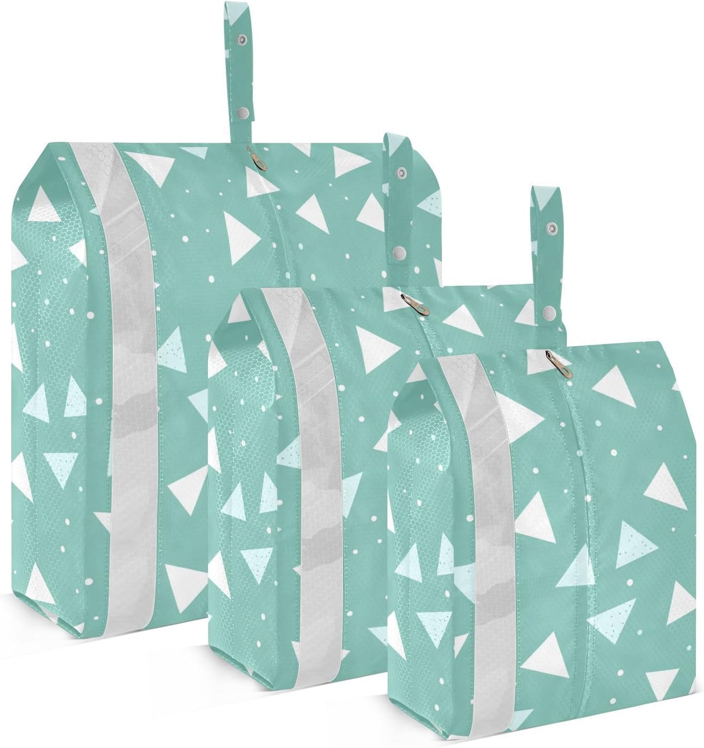 Green Cute Triangle 3 Set Packing Travel Bags Waterproof Compression Bags For Travel Clothing Storage Bag Bedroom Storage And Organization