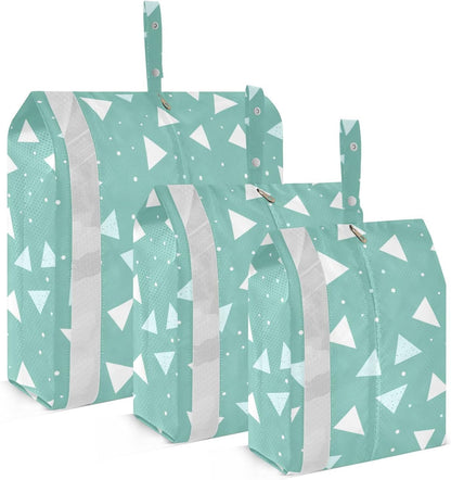 Green Cute Triangle 3 Set Packing Travel Bags Waterproof Compression Bags For Travel Clothing Storage Bag Bedroom Storage And Organization