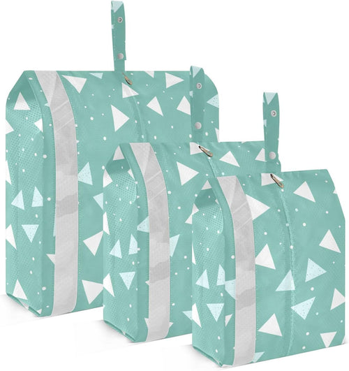 Green Cute Triangle 3 Set Packing Travel Bags Waterproof Compression Bags For Travel Clothing Storage Bag Bedroom Storage And Organization