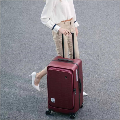 Suitcases Suitcases with Wheels Large-Capacity Aluminum Frame Luggage Security TSA Combination Lock Carry On Luggage Drop-Proof Suitcase Travel(Color:Black)
