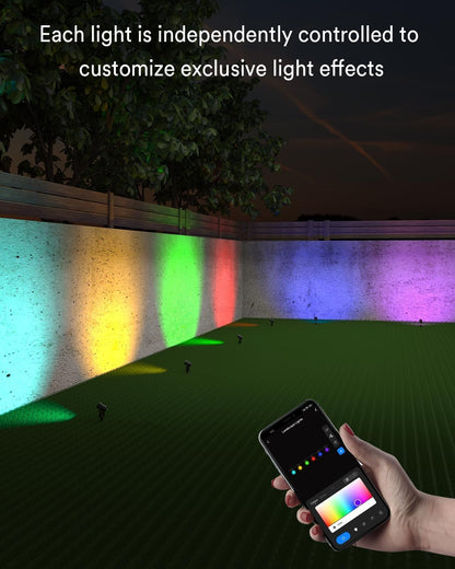 Smart Landscape Spotlights, 6 Pack Wired RGBW Led Accent Outdoor Spot Lights, Waterproof Outside Low Voltage Up Lighting for Yard Garden House