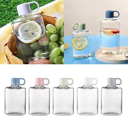 Flat Water Bottle Leakproof Water Cups Clear Drinking Cup Girls Water Bottle 360ml for Fitness