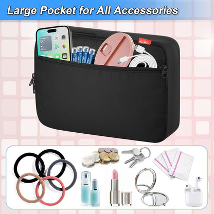 Travel Carrying Case Compatible with WEILY/Flymiro Lighted Vanity Makeup Mirror, Waterproof Lighted Makeup Bag, Portable Makeup Mirror Holder with Separate Pocket for Battery, Charger and Accessories