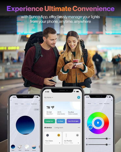 Sunco 4 Pack LED Recessed 6 Inch, Smart RGBW Color Changing Can Lights, High Brightness 1200 LM, 14W, Retrofit Installation, Compatible with Amazon Alexa & Google Assistant - UL.