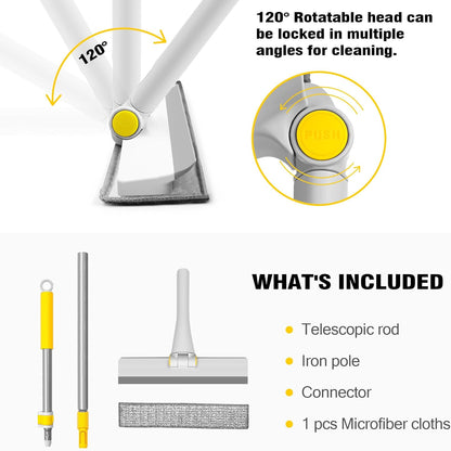 JEHONN Window Cleaning Equipment with 126 cm Telescopic Handle, Extendable Professional Windshield Cleaner Kit, Scraper and Microfiber Pad Combo for Glass Wall Car Home Kitchen