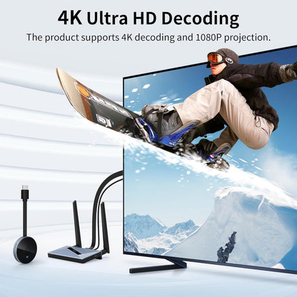 Wireless HDMI Transmitter and Receiver with Wireless HDMI Converter Dongle Adapter, Plug and Play Support 2.4/5GHz 4K Decoding Wireless HDMI Kit for Streaming Video and Audio to Monitor from Laptop/Pc