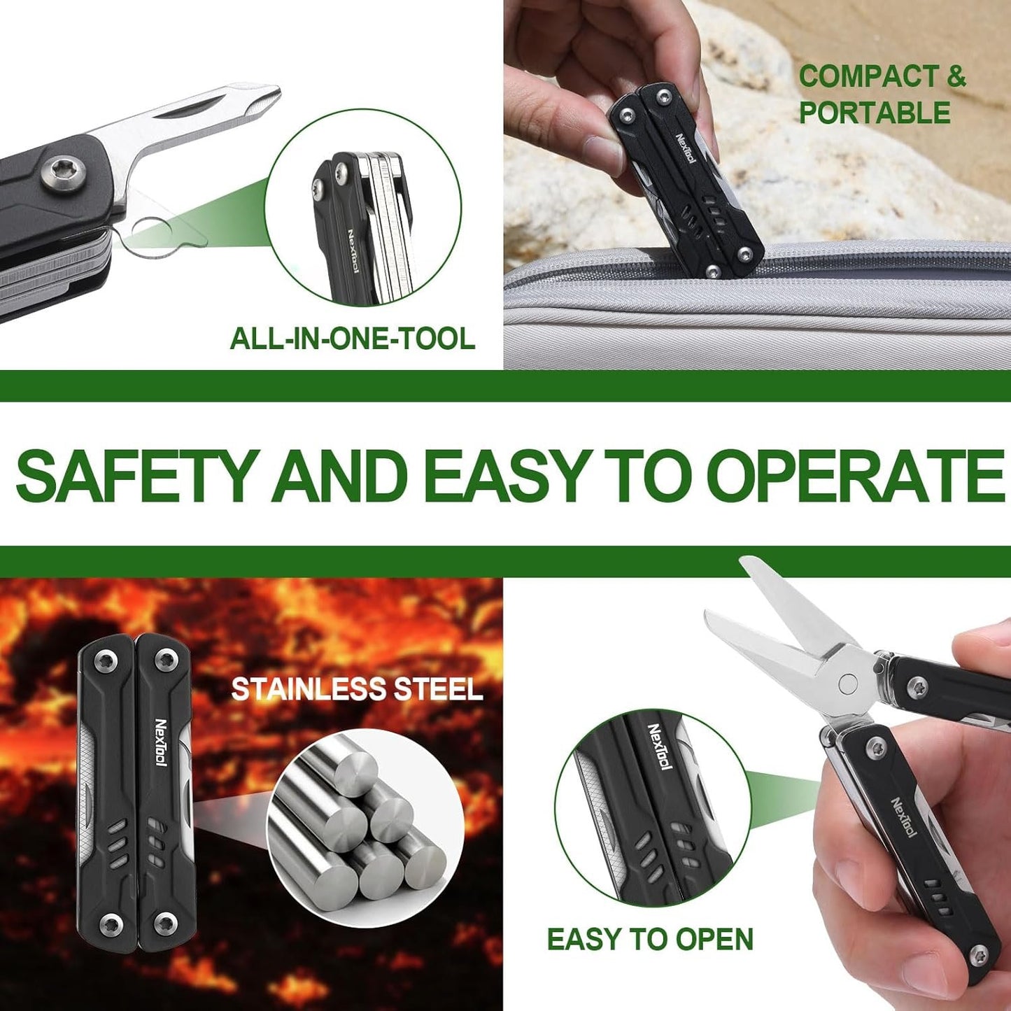 NexTool Keychain Multitool, Sailor Scissors, 10 in 1 With EDC Pocket Knife, Mini Pliers, Bottle Opener and Screwdriver for Fishing, Camping, Gifts for Men on Christmas, Birthday