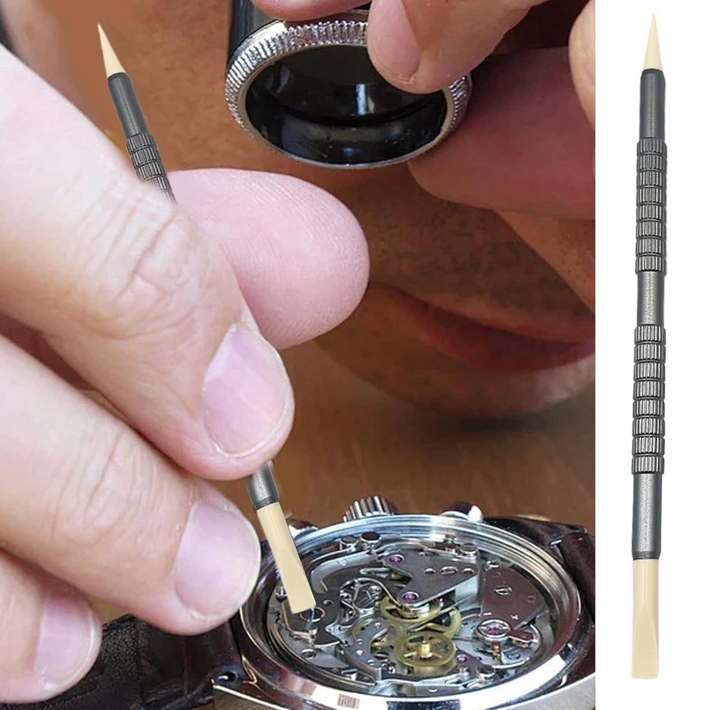 Watch Cleaning Pen, Movement Repair Stick, 5.12in Scratch Resistant Tool, Featuring Precision Tip, Non-Abrasive Cleaning for Daily Use, Maintenance and Detailing, Home