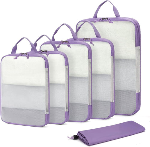 ECOHUB 6pcs Compression Packing Cubes Set for Backpack Suitcases, Expandable Travel Organiser with Shoes Bag, Ultra-resistant Packing Organiser for Carry On Luggage