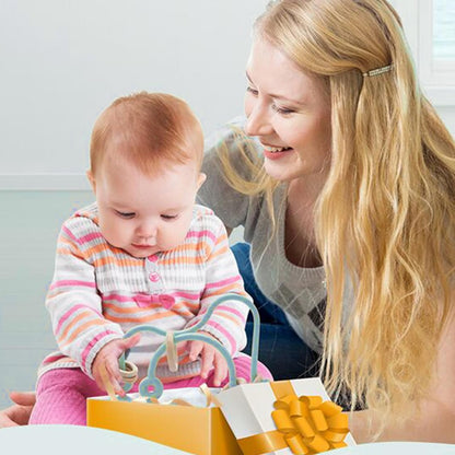 LYNSAN Suction Cup Toys Baby Silicone High Chair Toy with Wooden Rings Educational Montessori Sensory Learning Toys Gift for Kindergarten Bath Airplane Travel Car Toddlers Kids Boys Girls, Blue