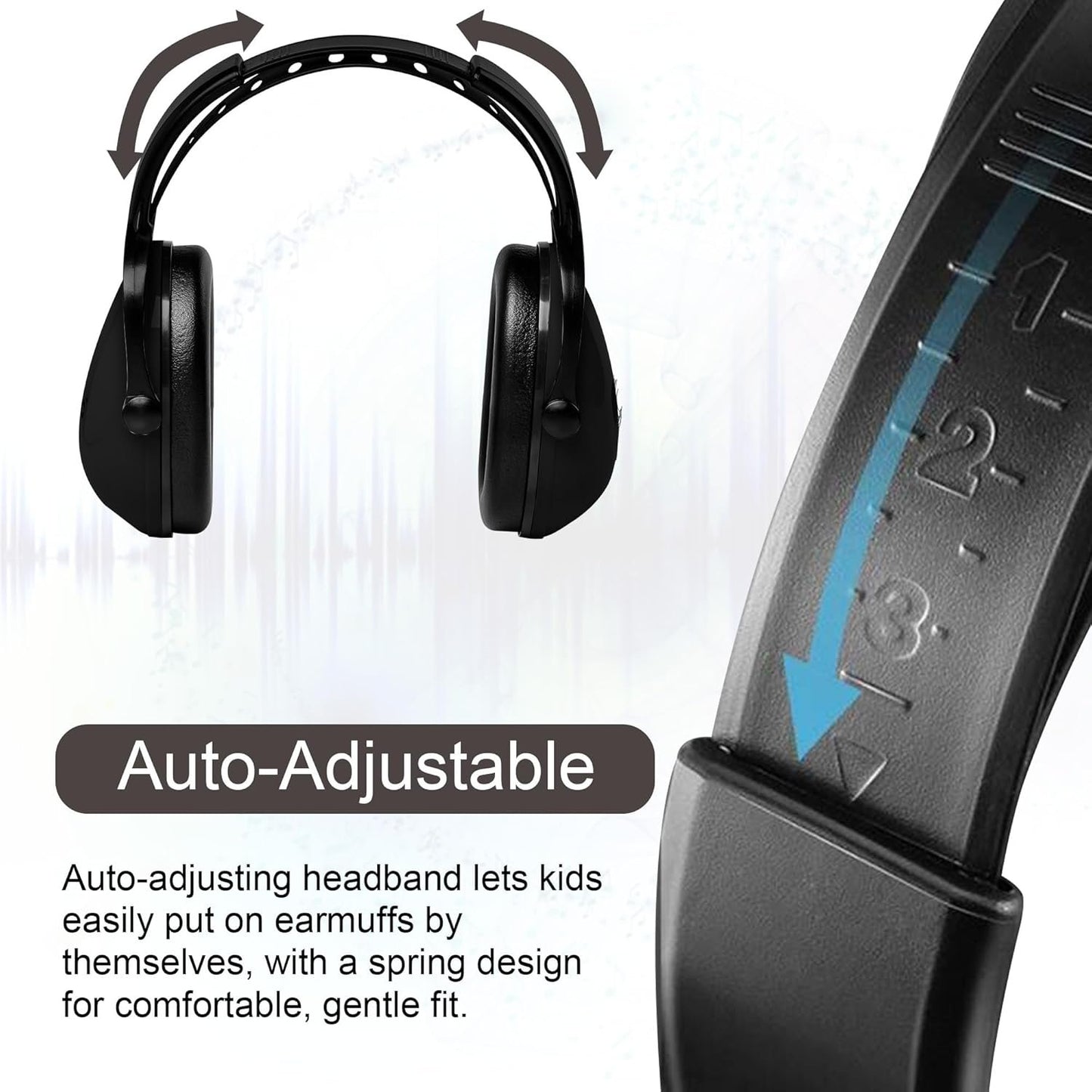 EZARC Kids Noise Cancelling Safety Ear Muffs, SNR 30dB Hearing Protection Noise Reduction Earmuffs with Adjustable Headband for Autism, Sleeping, Studying - Black