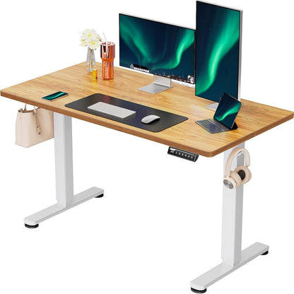 ErGear Electric Standing Desk, 48‘’x24‘’ Height Adjustable Sit Stand up Desk, 4 Memory Computer Home Office Desk Standing Table with Splice Board (Light Vintage Brown)