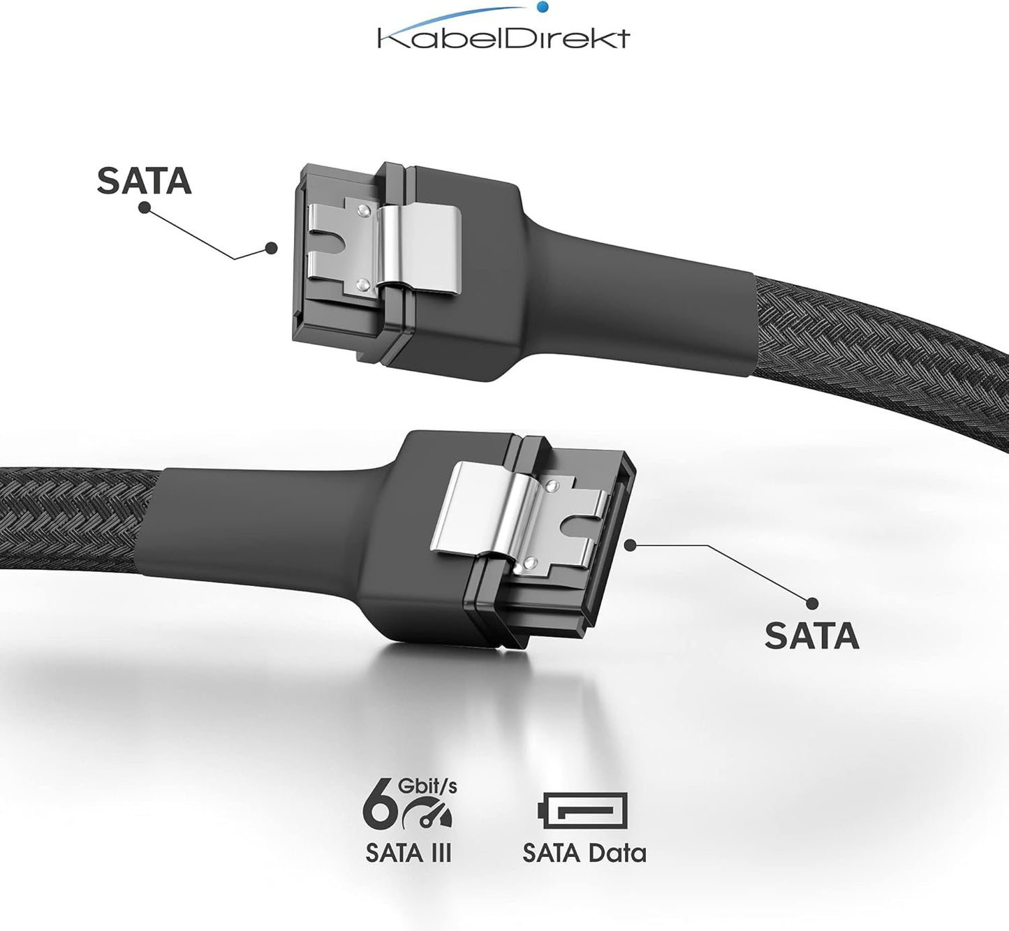 KabelDirekt â€“ 3x SATA 3 cables 6Gb/s â€“ 30cm, straight connector (data cable, 6Gbit/s, SATA III/Serial ATA, L connector, set of 3 cables, connects hard drives/SSDs/hard disks to the motherboard, black)