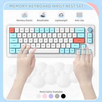 Cloud-Soft Ergonomic Wrist Rest for 100 Keys 87 Keys 68keys Keyboard PU Material Anti-Slip Rubber Base Memory Foam Cloud-Shaped Palm Rest for Computer Laptop,Pain Relief (White)