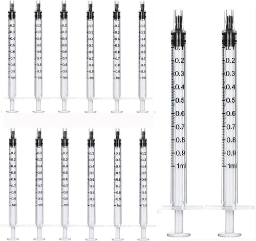 50 Pack 1ml Syringe with Luer Slip Tip Without Needle for Measuring, Pet Feeding, Watering, Crafts