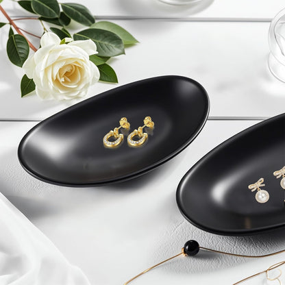 Binoster Black Storage Box Centerpiece Jewellery Tray for Rings and Jewelry Key Ring Organizer Entrance Organizer Dresser Decorative Plate