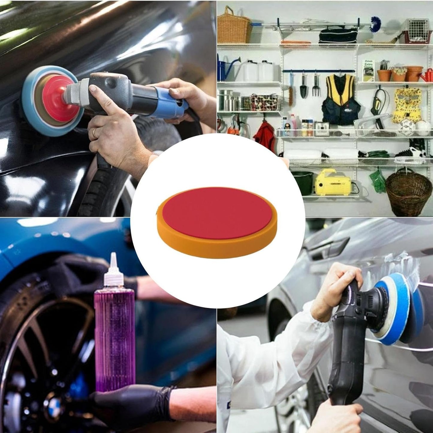 Reusable Polishing Pads, Wax Applicator Pad,5.91x5.91x0.98 inches Automotive Tools Equipment for Tire Dressing, Interior Cleaning, Dashboard Detailing, and Exterior Wheel Shine