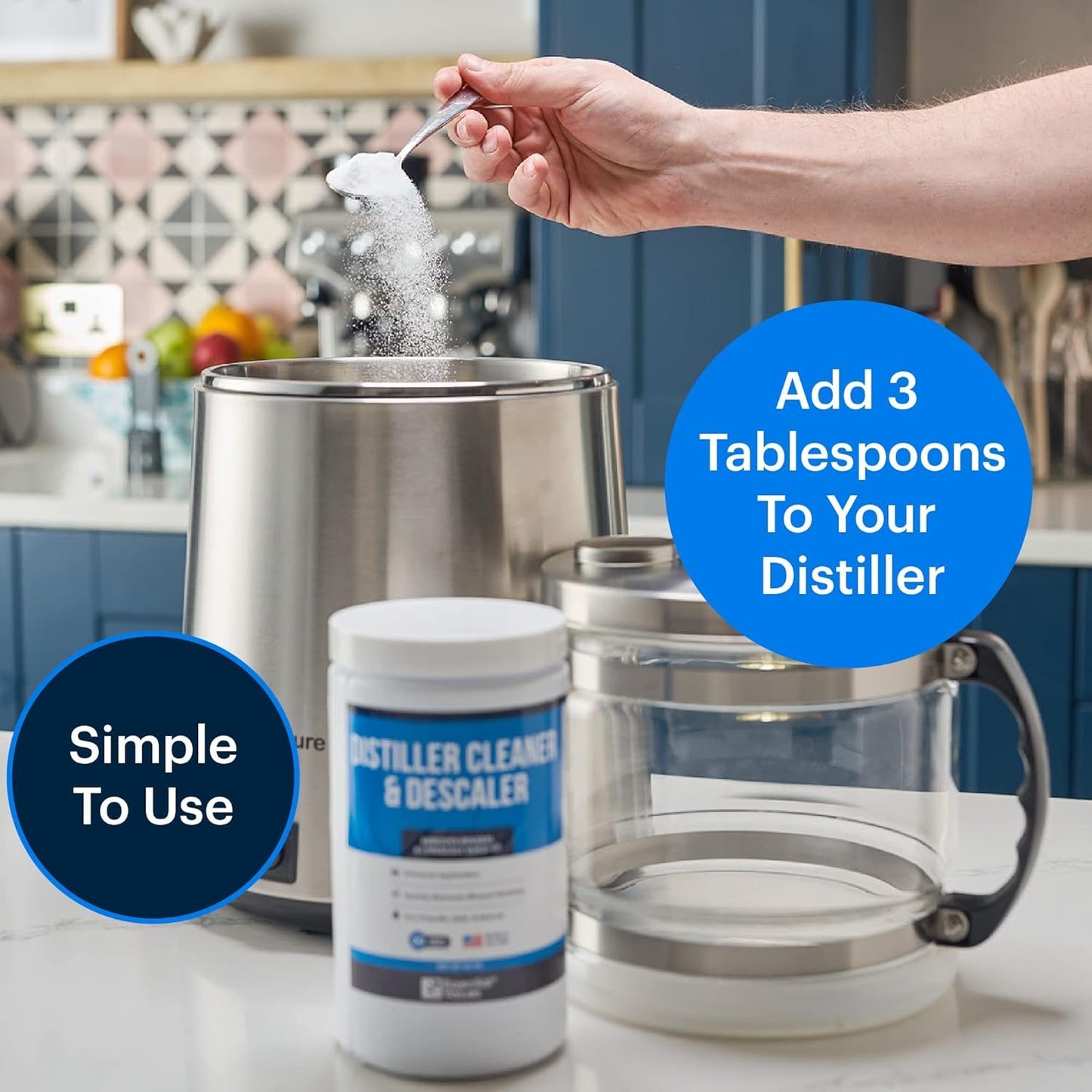 Citric Acid Powder Cleaning for Water Distillers - Bulk 2 LBS Universal Descaler for Distilling Machines, Kettles & More - Remove Limescale & Mineral Buildup Fast - For Waterwise & Other Brands