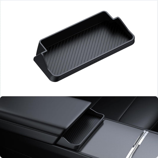 BASENOR Center Console Sunglasses Holder for 2024 2025 Tesla Model 3 Highland Model Y 2025 Refresh (Juniper), Armrest Key Card Phone Holder Storage Box Key Interior Accessories