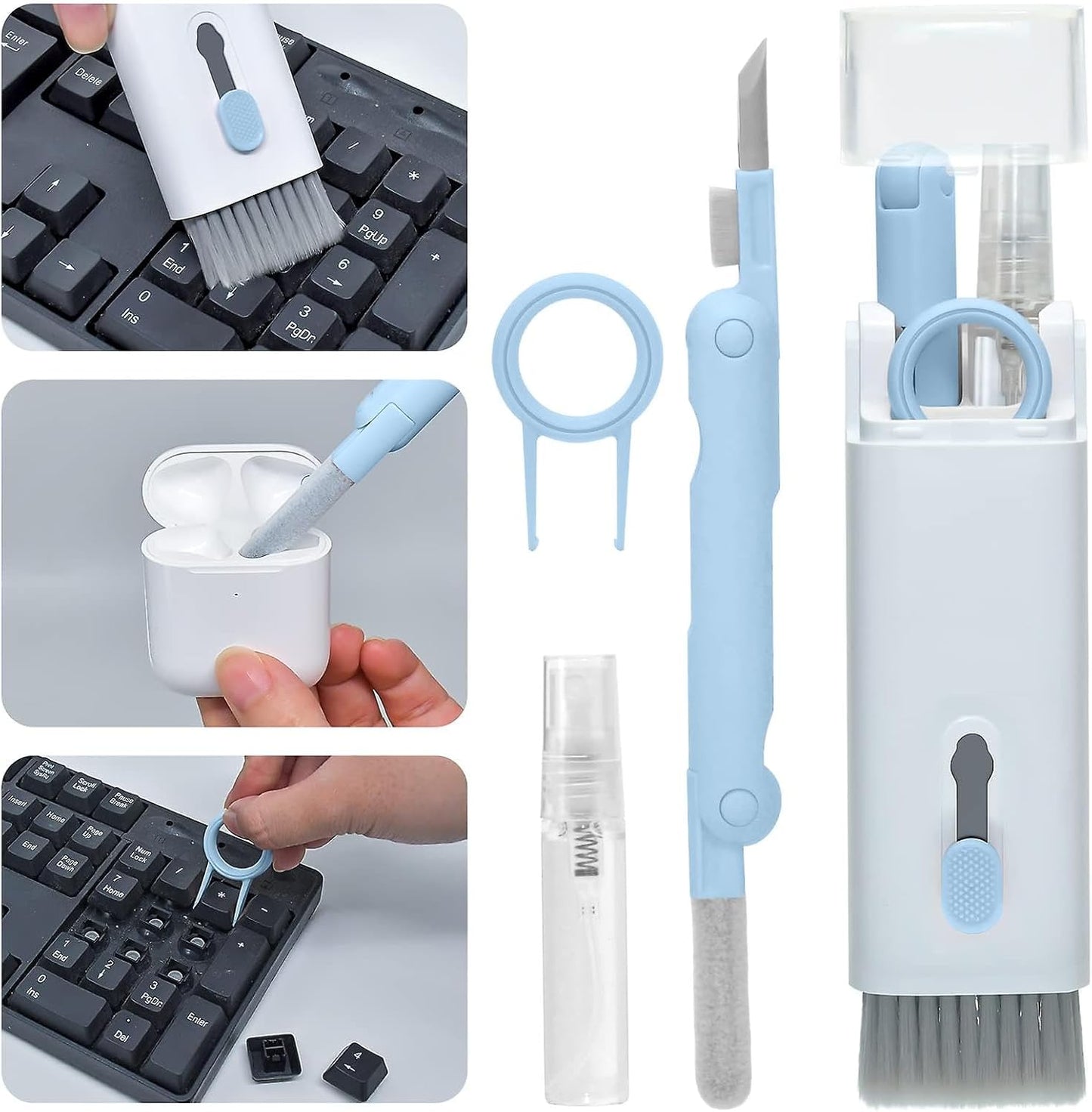 Electronic Cleaning Essentials 7-Piece Set - Comprehensive Keyboard and Laptop Cleaning Solution, Complete with Brush, Ideal for AirPods Pro, Phones, Computers, and Screen Maintenance