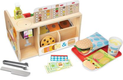Melissa & Doug Wooden Sandwich Shop, Make Your Own Sandwich, 56 Pieces, Educational Wooden Game, Roleplay, Montessori, Creative Game, Wooden Food, Gift for Children and Girls 3 4 5 6 7 Years Old