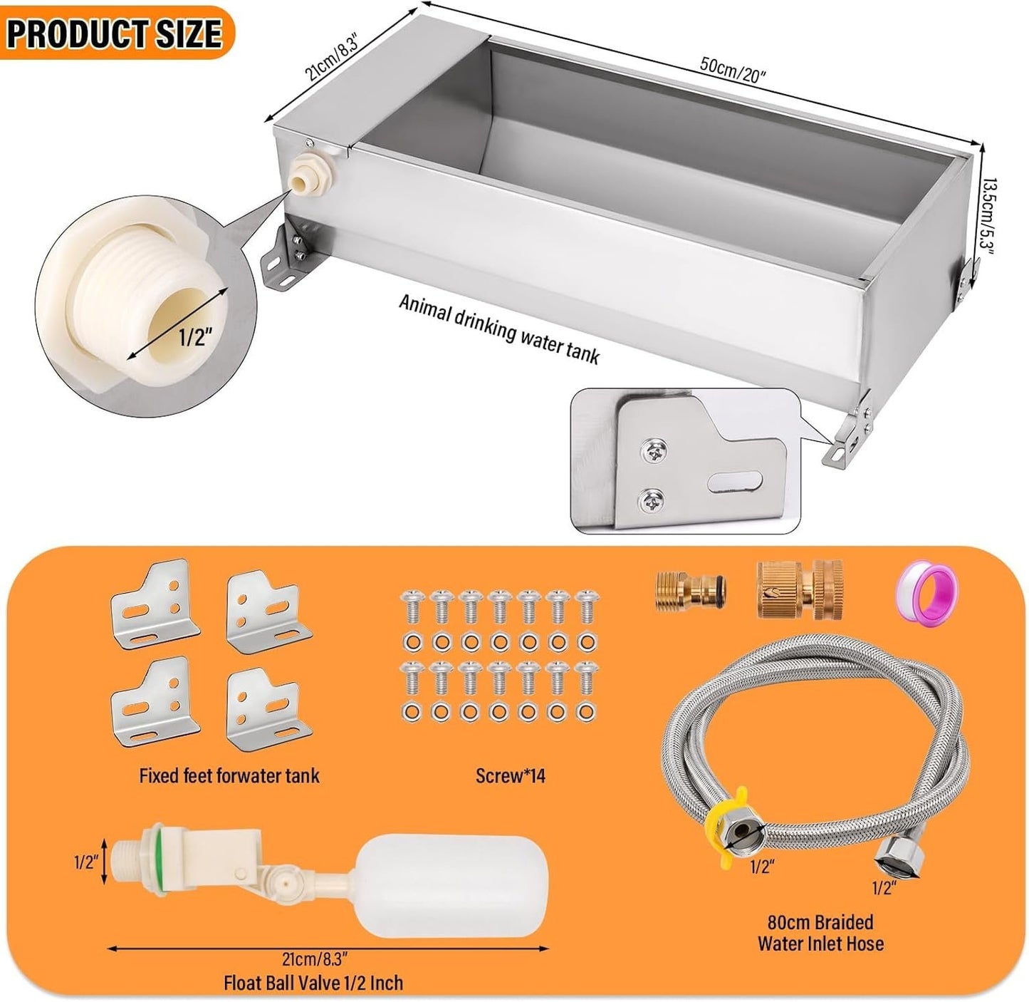 PAULOZYN Portable Livestock Automatic Waterer, Heavy-Duty Large Capacity Automatic Livestock Waterer, 7.5L, Suitable for Horse, Goat, Pig, Dog, Sheep