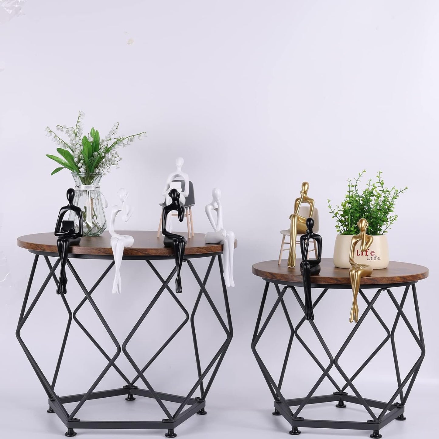 KUAHAI Three Piece Gold Sitting Figure Decoration, Abstract Thinkers on Bookcase Sculpture Feature Resin Sculpture Family Office