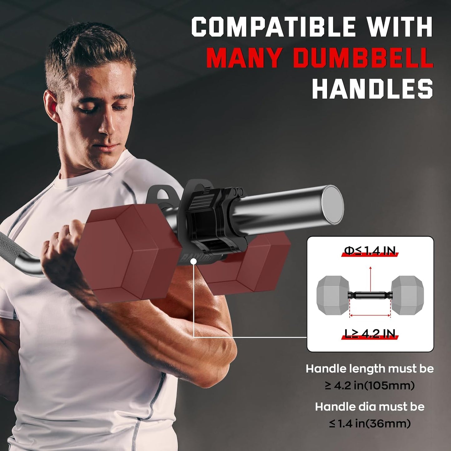 Home Gym Clips, Convert Dumbbells to Barbell, Turn Bars into Landmines, T-Bar Row with Any Grip, Hook Dumbbells on Dip Belts, Versatile Weightlifting Accessory for Olympic