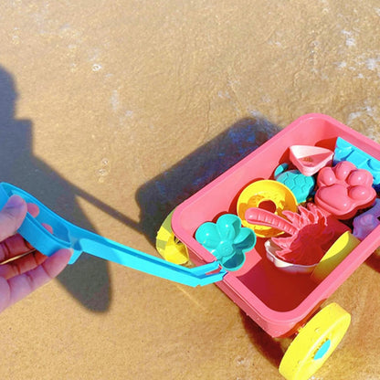 Kids Beach Trolley, Outdoor Sand Play Trolley Set, 13.78 x 12.01 x 7.09 inches Portable Fun Toy for Garden, Swimming Pool, Lake Adventures, and Backyard Activities for and Children