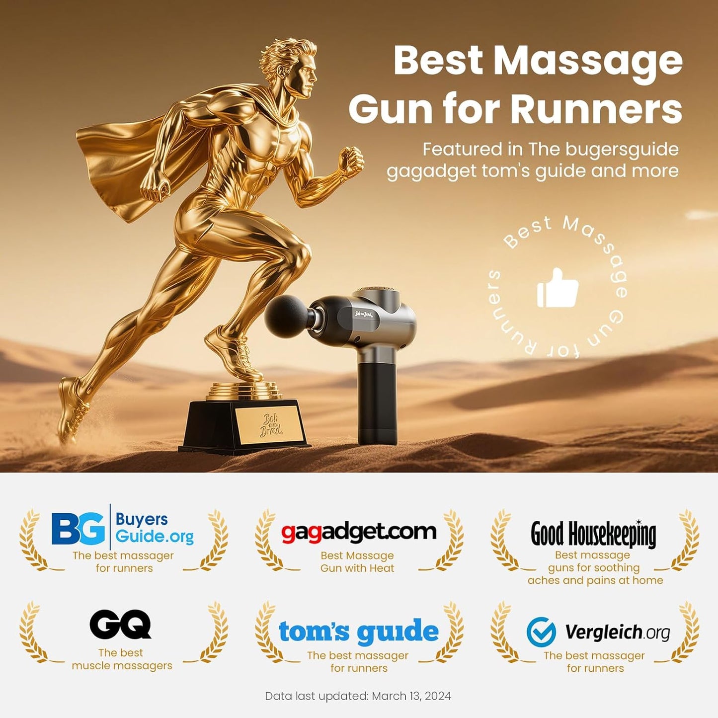 BOB AND BRAD C2 Massage Gun, Deep Tissue Percussion Massager Gun, Handheld Muscle Massager with 5 Speeds and 5 Heads, for Home Gym Office Workout Recovery Pain Soreness Relief, Gifts for Men Women