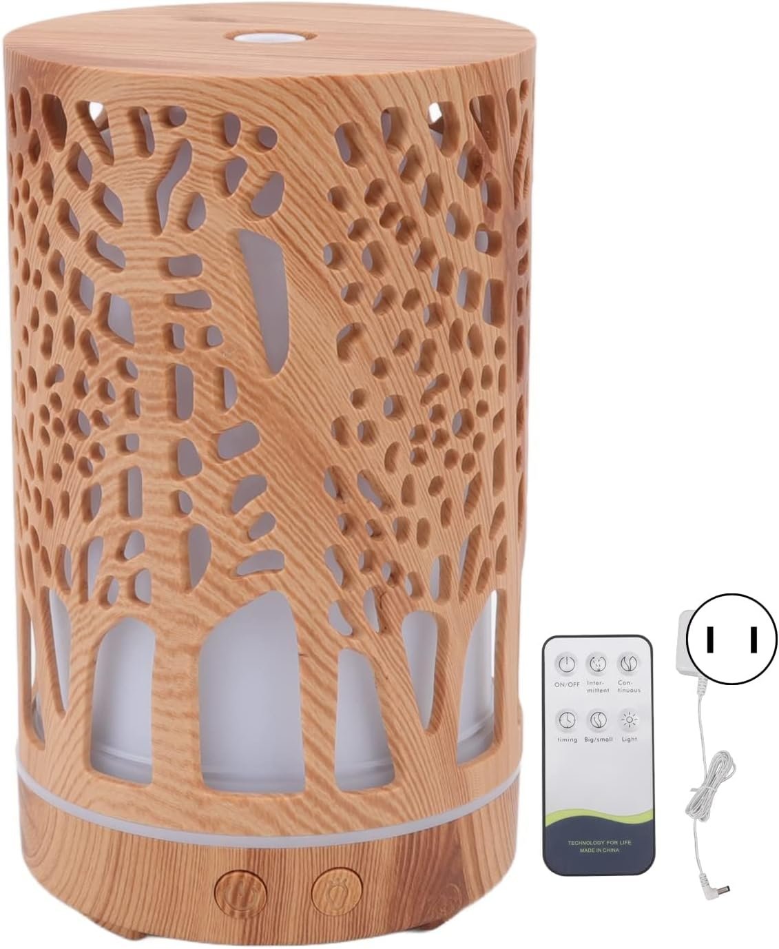 200ml Essential Oil Diffuser, Remote Control Wood Grain Air Aroma Diffuser, Fragrant Oil Humidifier Vaporizer with 7 LED Color Light for Home (US-Wooden)