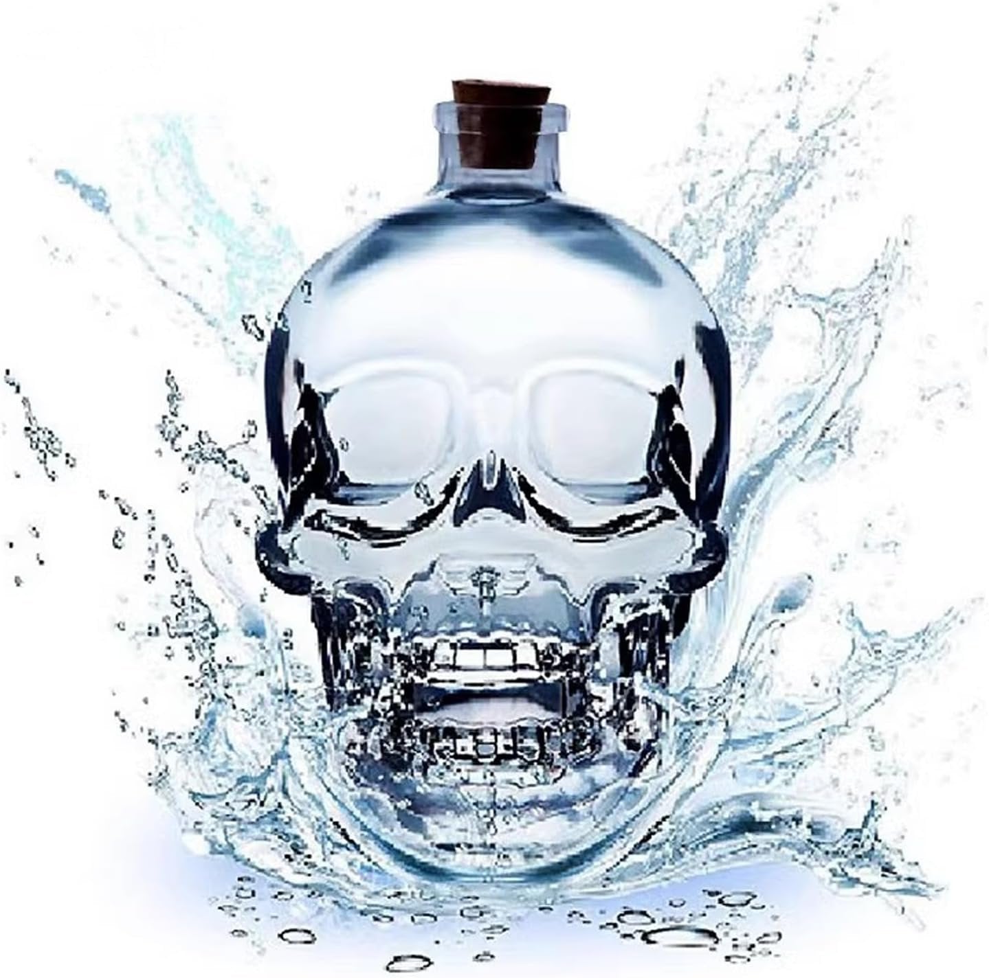 Skull Decanter Lead-free Glass Skull Prop Whiskey Bottle With Cork Stopper Halloween Decoration Novelty Drinkware 750ML (25OZ)