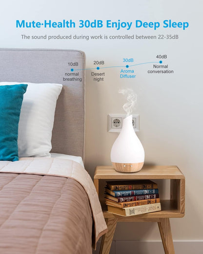 SOICARE Glass and Bamboo Ultrasonic Essential Oil Diffuser lamp, Eco-Friendly, Glass and Bamboo Aroma Diffuser, 4 Timers with Auto Off Function, Suitable for Home and Office, Ultra-Quiet 180 ml.