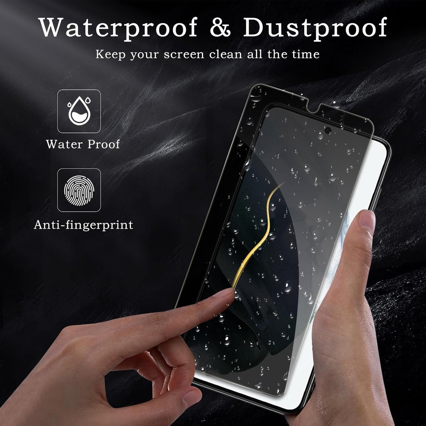 Privacy Screen Protector for Samsung Galaxy S21 5G, Shatterproof Tempered Glass Accessories, Anti Spy Tempered Glass Film, Case Friendly Ultra Resistant 9H Hardness Anti-Glare HD Black -2 Pack